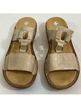 Rieker Regina 85 Slide Sandals Tan Antistress Women’s 8.5/40 Sty 60885